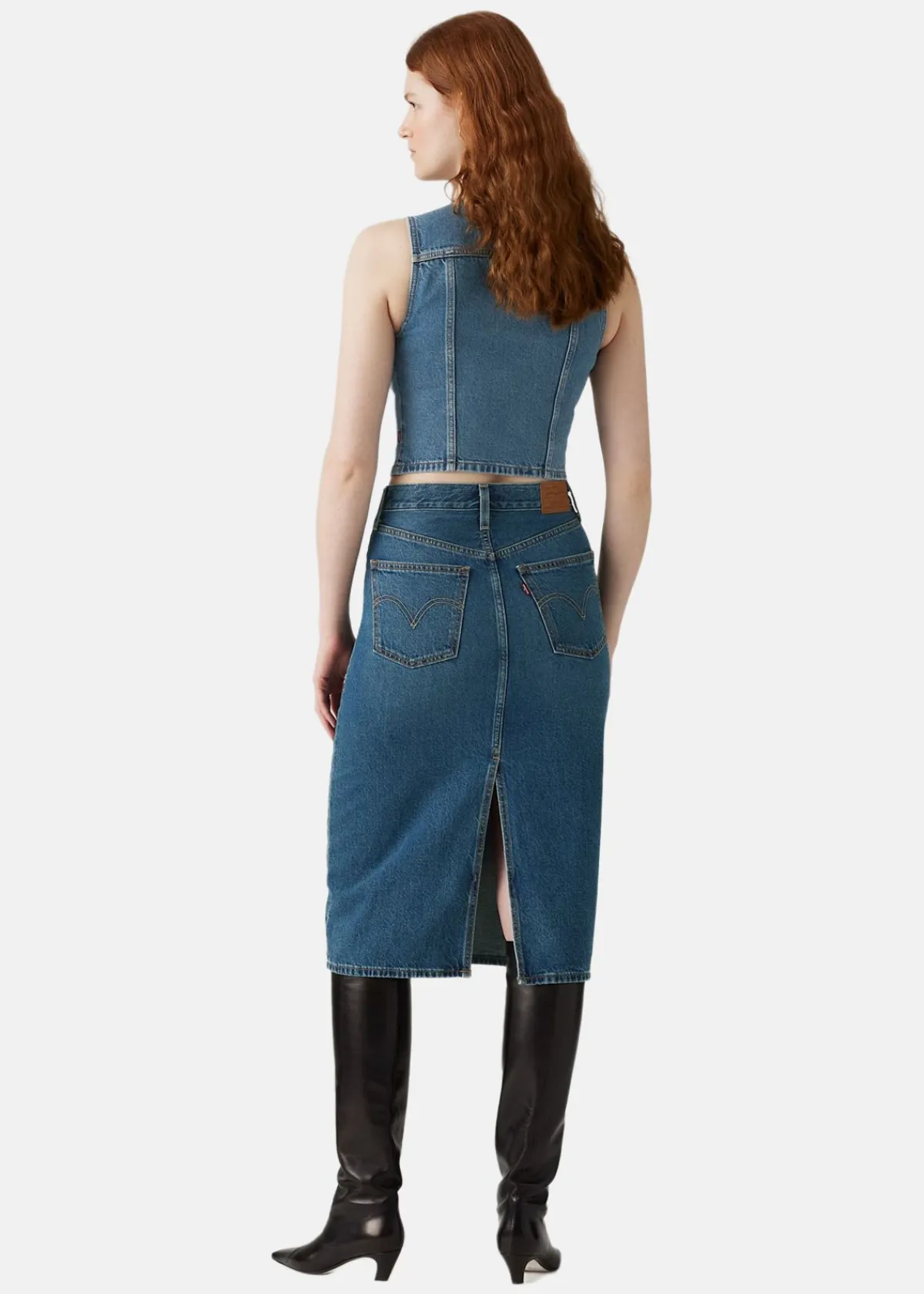 LEVI'S® HR BACK SLIT SKIRT RIVETING CL