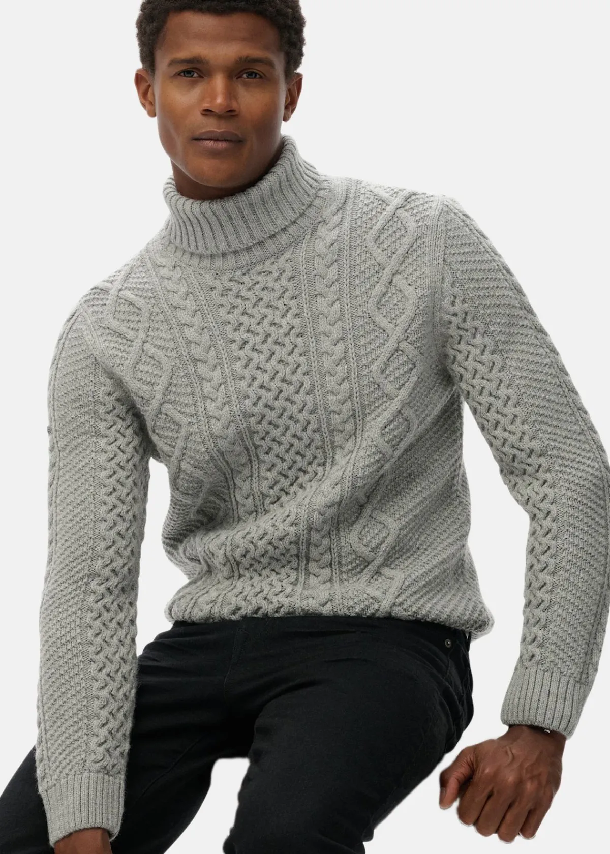 Superdry JACOB CABLE ROLL NECK JUMPER