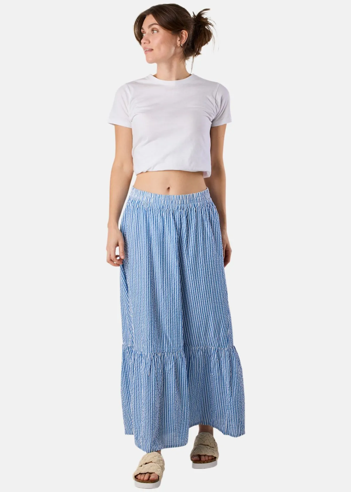 Seaside Marina Seersucker Long Skirt W