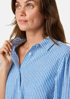Seaside Marina Seersucker Oversized Shirt W